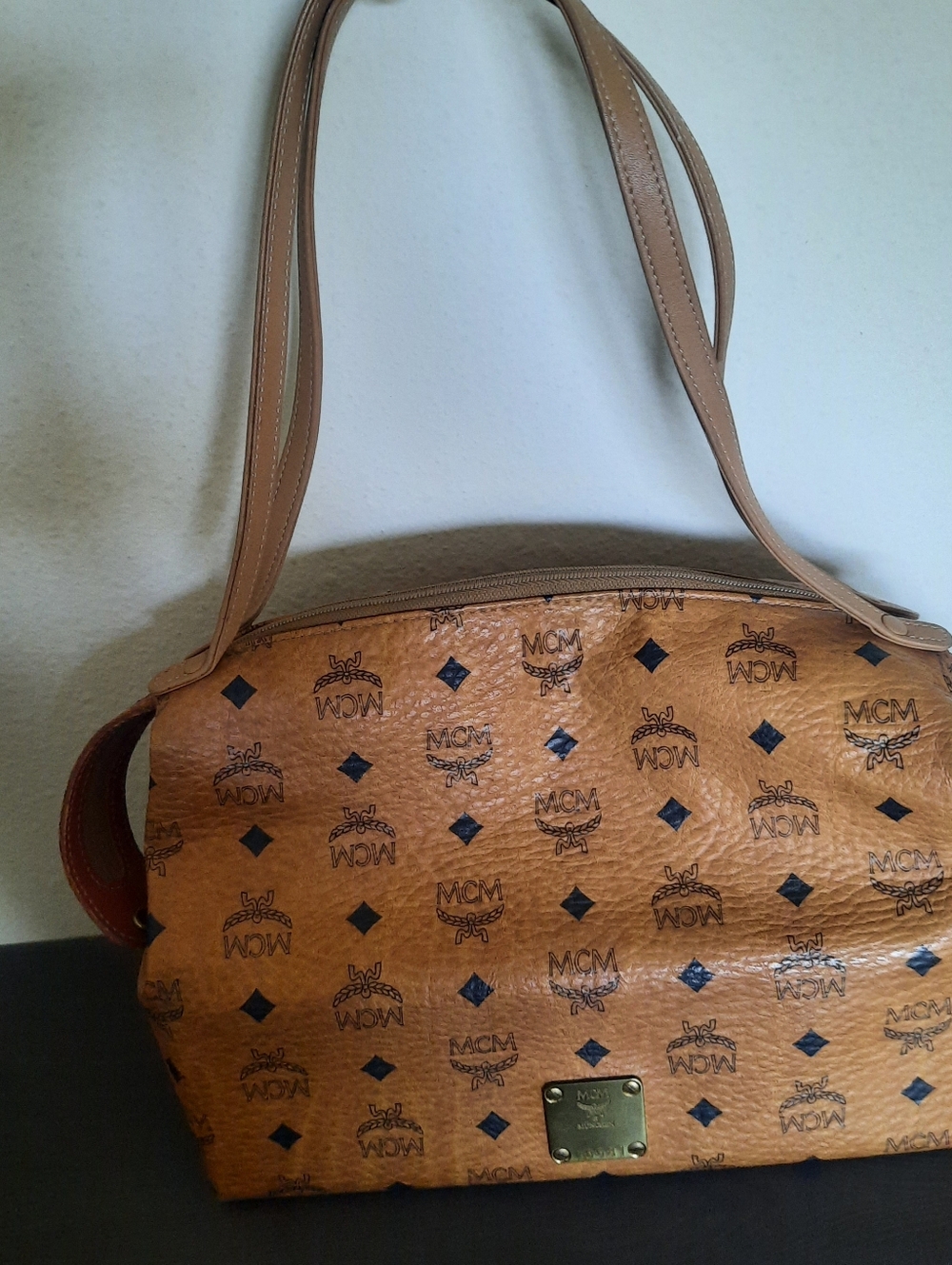 Vintage MCM Cognac Logo Shoulder Bag